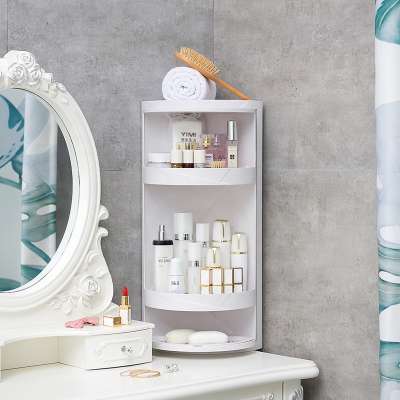 Large Capacity Plastic Wall Mounted Corner Shelf Rotating Bathroom Storage Cabinet